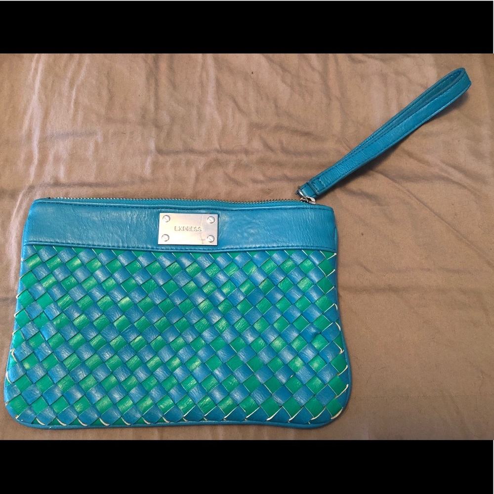 Express blue and green clutch